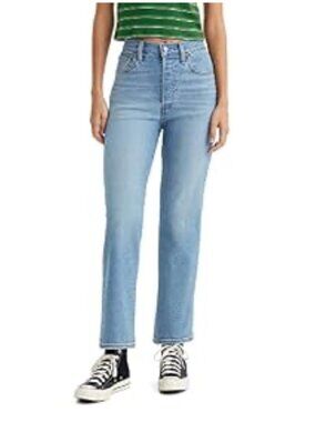 Levi's Ribcage Straight Ankle Jeans Samba Tango Light Wash Blue 29x27